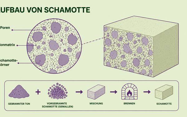 Eine grafische Abbildung vom Aufbau von Schamotte.