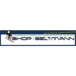 Banner von Shop Seltmann mit einem Bauarbeiter; Angebot für Heimwerker und Handwerk.