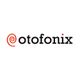 Otofonix logo with a red spiral symbol as the letter "O".