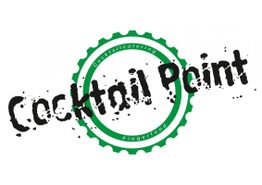Logo mit Text "Cocktail Point" in schwarzer Schrift und grünem Kreis, darunter "Cocktailcatering".