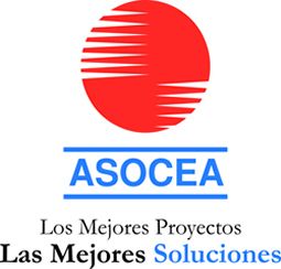 Logotipo de ASOCEA: círculo rojo, nombre en azul y lema: "Los Mejores Proyectos, Soluciones".
