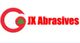 Logo von JX Abrasives mit rotem Schriftzug und stilisiertem roten "C"-Symbol.