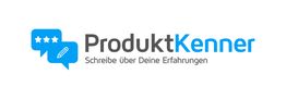 Logo von ProduktKenner mit Sprechblasen und Text: "Schreibe über Deine Erfahrungen".