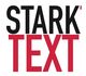 Schwarzer Text "STARK", roter Text "TEXT" auf weißem Hintergrund.