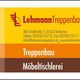 Geschäftskarte mit Lehmann Treppenbau, Kontaktdaten und Dienstleistungen: Treppenbau, Möbeltischlerei.