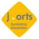 Logo amarillo de jorts, Suministros Industriales, con letras grises.