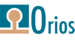 Blauw en beige logo met de tekst "Orios".