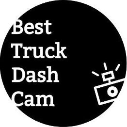 "Black circle with 'Best Truck Dash Cam' text and camera icon."
