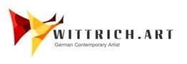Logo von Wittrich Art mit buntem Kunstwerk und Text "German Contemporary Artist".