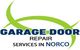 Logo: "Garage Door Repair Services in Norco" with green swooshes above and below the text.