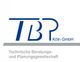 Logo der TBP Köln GmbH, Technische Beratungs- und Planungsgesellschaft, blau und grau gestaltet.