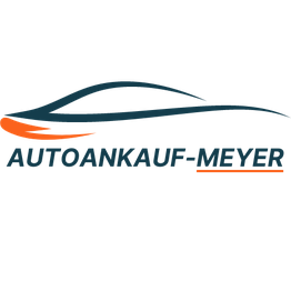 Logo mit stilisierter Autolinie und dem Text "Autoankauf-Meyer" in Blau und Orange.