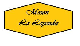 Letrero amarillo con el texto "Meson La Leyenda" en letras negras.