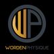 Logo of Worden Physique with golden initials WP in a circular design on a black background.