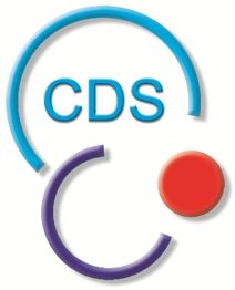 Logo mit den Buchstaben "CDS", einem blauen und lila Bogen sowie einem roten Kreis auf weißem Hintergrund.
