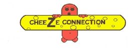 Een rode cartoonfiguur houdt een gele kaasvormige balk vast met de tekst "CheeZe Connection".