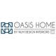 Logo: Oasis Home by NLM Design Interiors, with a geometric blue emblem on the left.