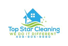 Logo for Top Star Cleaning with house, broom, and contact number: 408-905-9980.