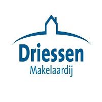 Logo van Driessen Makelaardij: huis boven de tekst in blauwe letters.