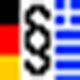 Deutsche Flagge, Paragraphensymbol, griechische Flagge nebeneinander.