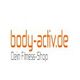 Logo von body-activ.de mit dem Text "Dein Fitness-Shop" in Orange auf weißem Hintergrund.
