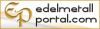 Logo mit den Schriftzügen "edelmetall" und "portal.com" in goldener und schwarzer Schrift.