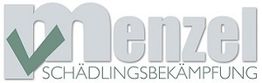 Logo von "Menzel Schädlingsbekämpfung" mit grünem Häkchen im Buchstaben "M".