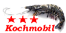 Garnele neben drei Sternen und dem Schriftzug "Kochmobil".