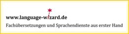 Text: "www.language-wizard.de - Fachübersetzungen und Sprachendienste aus erster Hand"