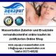 Aquapur Wasserbetten-Werbung mit Frau und Text zu Zubehör, Ersatzteile, Online-Shop und Kontaktdaten.