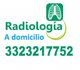 Texto: "Radiología a domicilio. 3323217752". Icono de radiografía.