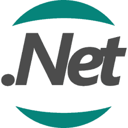 Logo di .Net con testo nero e linee verdi sopra e sotto.