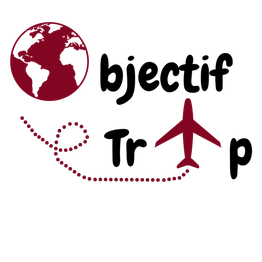 Avion en vol vers un globe rouge, représentant un voyage.