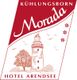 Logo des Morada Hotels in Kühlungsborn mit Leuchtturm, Bäumen und Schriftzug "Hotel Arendsee".