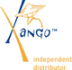 Logo mit dem Text "Xango independent distributor" und einer stilisierten Figur mit Hut.
