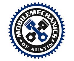 Logo of Mobile Mechanics of Austin, featuring pistons inside a gear design.