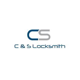 C & S Locksmith logo with blue and gray initials "CS".