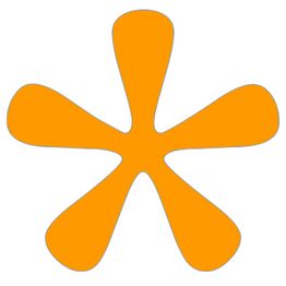 Orange Asterisk-Form auf weißem Hintergrund.