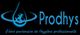 Logo Prodhys, texte en bleu : "Votre partenaire de l'hygiène professionnelle", globe stylisé.