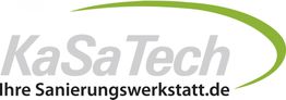 Logo von KaSaTech mit grünem Bogen und Schriftzug "Ihre Sanierungswerkstatt.de".