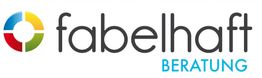 Logo mit buntem Kreis und Text "fabelhaft BERATUNG".