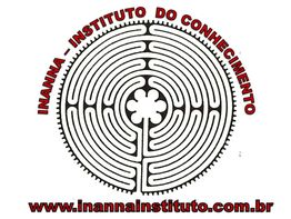 Labirinto circular com texto: "Inanna - Instituto do Conhecimento" e site "inannainstituto.com.br".