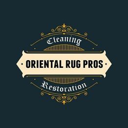 Logo for "Oriental Rug Pros," specializing in cleaning and restoration, with elegant ornamentation.