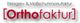 Textlogo: "Einlagen- & Maßschuhmanufaktur Orthofaktur" in Grau und Rot.