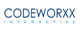 Logo mit dem Text "CODEWORXX INTERACTIVE" in blau auf weißem Hintergrund.