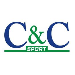 Logo con testo "C&C Sport" nei colori blu e verde su sfondo bianco.