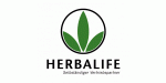 Logo von Herbalife mit grünem Blatt in einem Kreis und Schriftzug darunter.