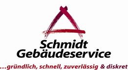 Logo von Schmidt Gebäudeservice mit Slogan: gründlich, schnell, zuverlässig und diskret.