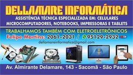 Banner da Dellamare Informática com serviços técnicos em celulares e eletrônicos em São Paulo.