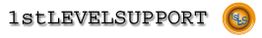 Text: "1st LEVEL SUPPORT" mit orangefarbenem Emblem rechts mit "1st LS".